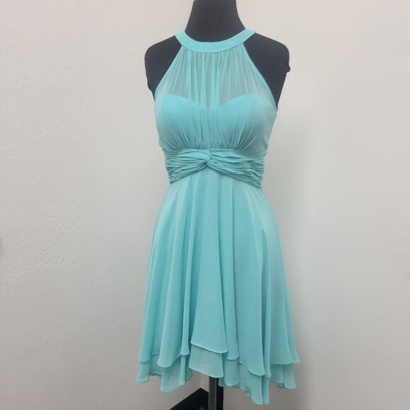 Hi-Lo Chiffon Dress in Mint - Picture 1 of 6